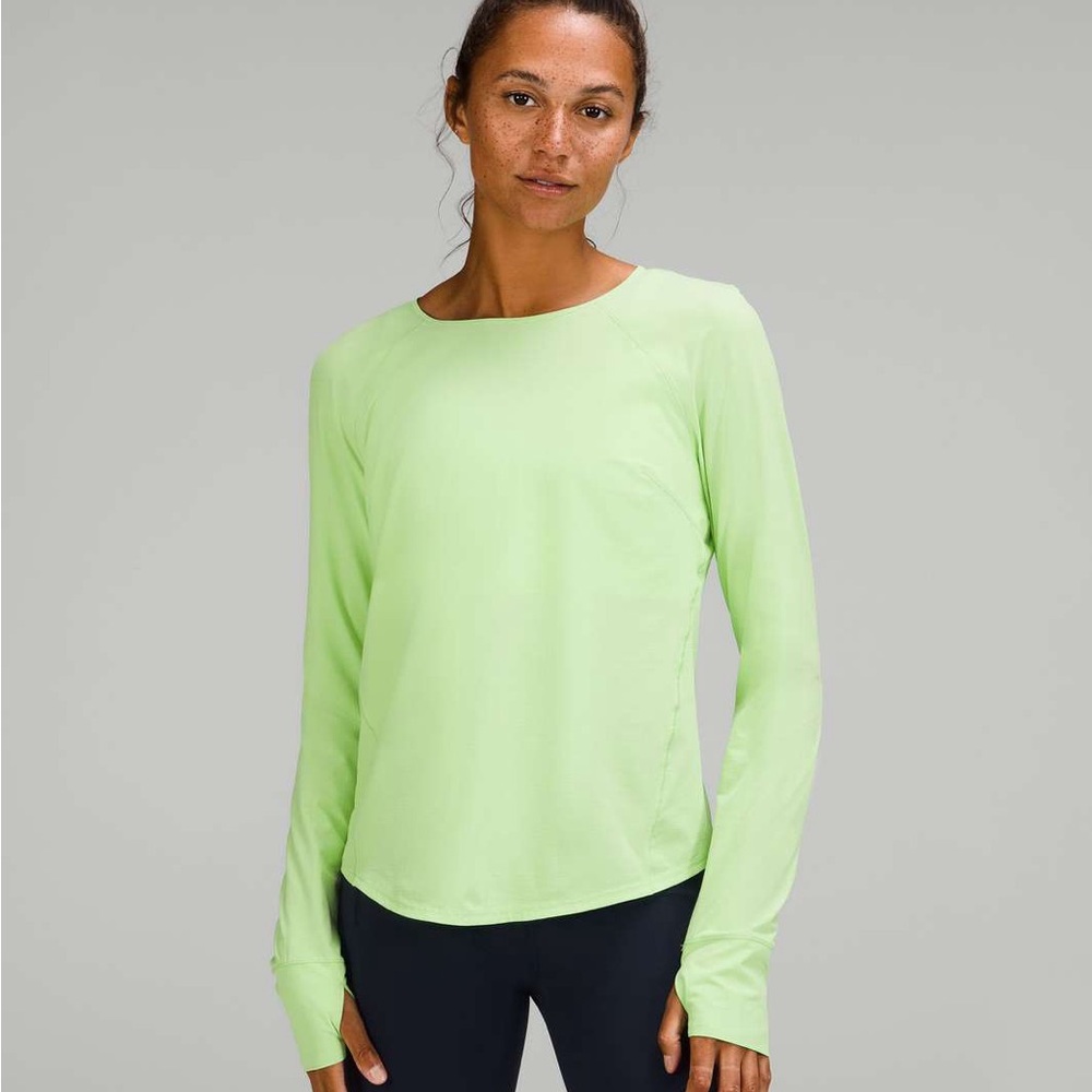 Lululemon Lightweight Stretch Running Long Sleeve Shirt Scream Green Size 14